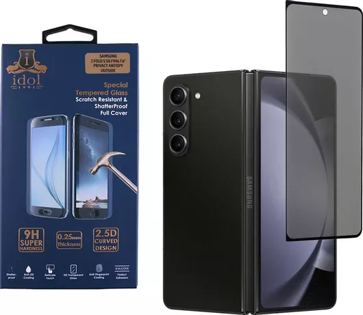 Idol 1991 0.3mm Privacy Full Face Tempered Glass Μαύρο Samsung Z Fold 5 5G