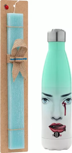 Πασχαλινή Λαμπάδα True Blood Αρωματική Πλακέ με Μεταλλικό Παγούρι 500ml Τιρκουάζ