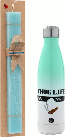 Πασχαλινή Λαμπάδα Thug Life Αρωματική Πλακέ με Μεταλλικό Παγούρι 500ml Τιρκουάζ