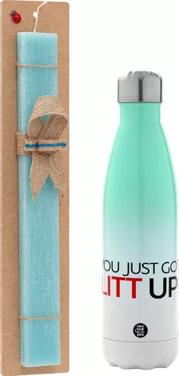 Πασχαλινή Λαμπάδα Suits You Just Got Litt Up! Αρωματική Πλακέ με Μεταλλικό Παγούρι 500ml Τιρκουάζ