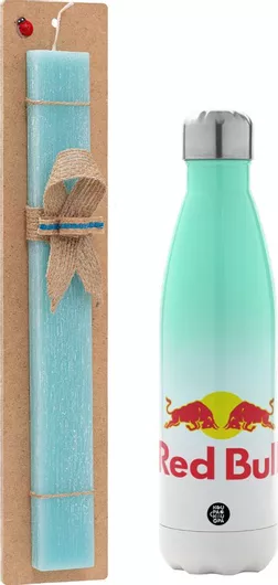 Πασχαλινή Λαμπάδα Redbull Αρωματική Πλακέ με Μεταλλικό Παγούρι 500ml Τιρκουάζ