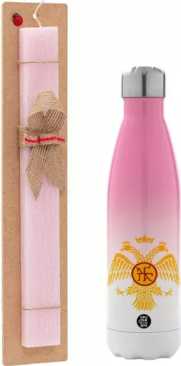 Πασχαλινή Λαμπάδα Βυζαντινή Αυτοκρατορία Αρωματική Πλακέ με Μεταλλικό Παγούρι 500ml Ροζ