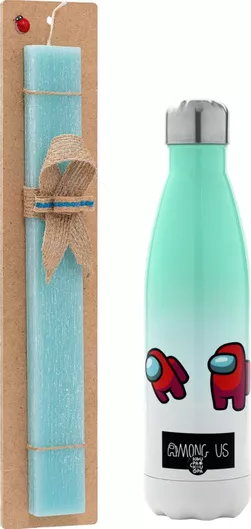 Πασχαλινή Λαμπάδα Among Us Σετ με Θερμός Inox 500ml Αρωματική Τιρκουάζ