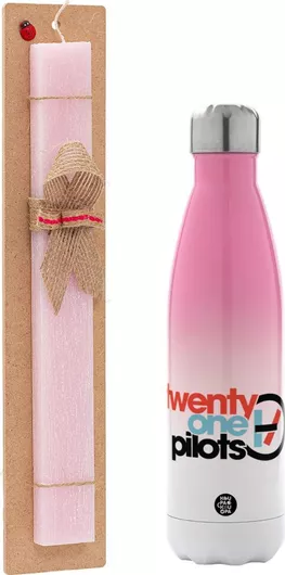 Πασχαλινή Λαμπάδα Twenty One Pilots Αρωματική Πλακέ με Μεταλλικό Παγούρι 500ml Ροζ