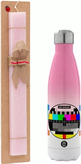 Πασχαλινή Λαμπάδα No Signal Αρωματική Πλακέ με Μεταλλικό Παγούρι 500ml Ροζ