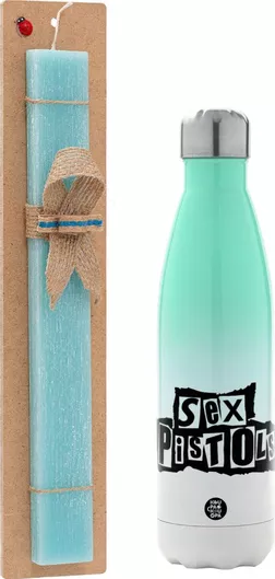 Πασχαλινή Λαμπάδα Sex Pistols Αρωματική Πλακέ με Μεταλλικό Παγούρι 500ml Τιρκουάζ