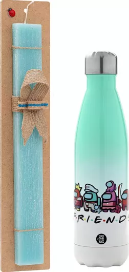 Πασχαλινή Λαμπάδα Among Us Friends Σετ με Θερμός Inox 500ml Αρωματική Τιρκουάζ