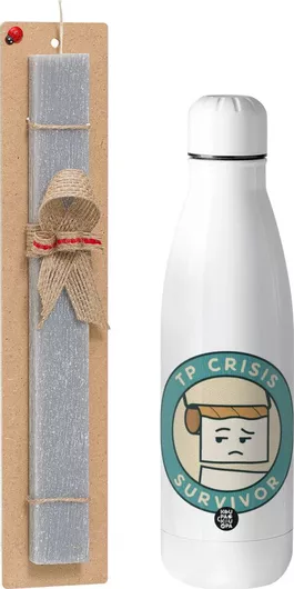 Πασχαλινή Λαμπάδα TP Crisis Survivor Αρωματική Πλακέ με Inox Παγούρι 500ml Γκρι