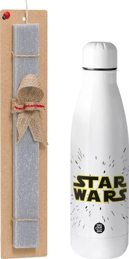 Πασχαλινή Λαμπάδα Star Wars Αρωματική Πλακέ με Inox Παγούρι 500ml Γκρι