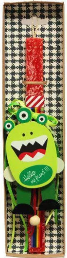 Πασχαλινή Λαμπάδα Synchronia Σετ με Τερατάκι Κόκκινο