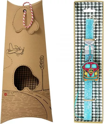 Πασχαλινή Λαμπάδα Synchronia Σετ με Ξύλινο Μπρελόκ Σετ με Μπρελόκ Ξύλινο Camper Τιρκουάζ