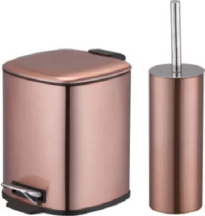 Σετ Πιγκάλ Μπάνιου & Καλαθάκι Soft Close & Inox 6lt Μπρονζέ