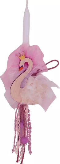 Πασχαλινή Λαμπάδα 59147-lam Σετ με Κύκνο Λευκό / Χρυσό