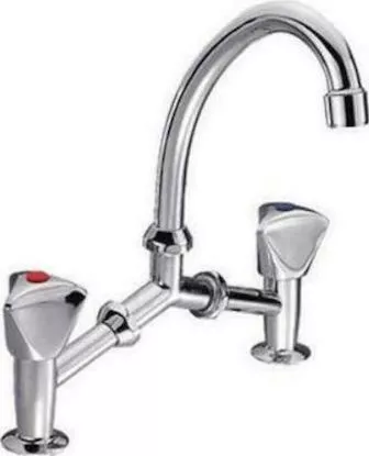 Μπαταρία Νιπτήρα 01-3174 Πάγκου 2 Οπών (Γέφυρα) Ασημί