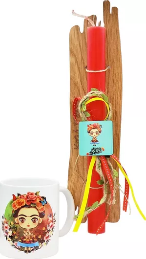 Πασχαλινή Λαμπάδα lampada-set-19 με Μαγνητάκι & Κούπα Κόκκινο