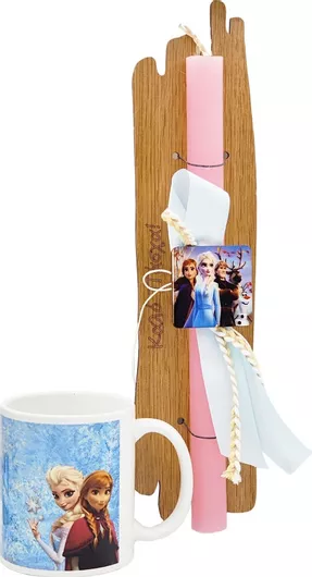 Πασχαλινή Λαμπάδα lampada-set-22 με Μαγνητάκι & Κούπα Ροζ