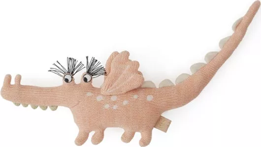 Κουδουνίστρα OYOY Darling Baby Yoshi Crocodile Coral για 0+ Μηνών