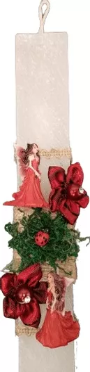 Πασχαλινή Λαμπάδα Romvous Αρωματική με Νεράιδες 25x4cm Λευκό