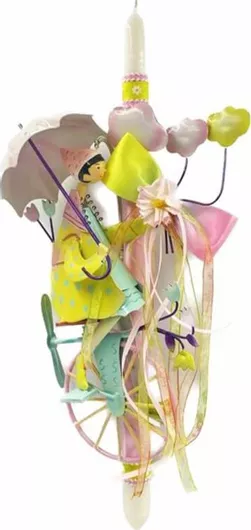 Πασχαλινή Λαμπάδα Rose Poupee 24.4 με Μεταλλικό Ποδήλατο & Ομπρέλα