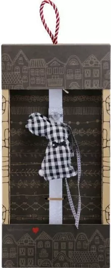 Πασχαλινή Λαμπάδα Synchronia LA24003A Πλακέ Κουνελάκι B & W Καρό Πολύχρωμο