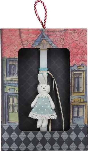 Πασχαλινή Λαμπάδα Synchronia LA24007A Στρογγυλή Κουνέλι με Φόρεμα Πολύχρωμο