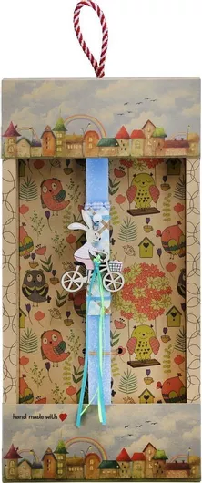 Πασχαλινή Λαμπάδα Synchronia LA24006B Στρογγυλή Κουνέλι σε Ποδήλατο Πολύχρωμο