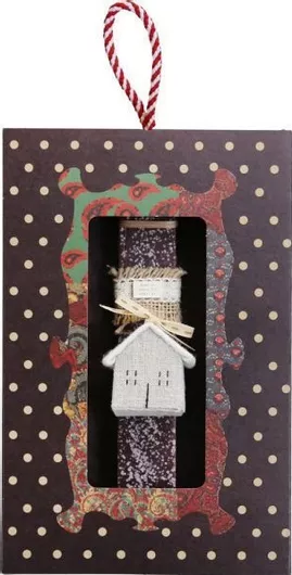 Πασχαλινή Λαμπάδα Synchronia LA24017A Στρογγυλή Σπιτάκι με Ύφασμα Μπεζ