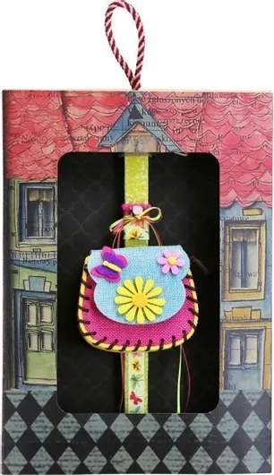 Πασχαλινή Λαμπάδα Synchronia LA24020A Στρογγυλή Τσαντάκι Λουλούδια Κίτρινο