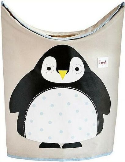 Παιδικό Καλάθι Απλύτων 3 Sprouts από Ύφασμα Penguin 50x29x57cm Μαύρο