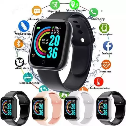 Smartwatch Y68 1.3'' Silicone Strap Black