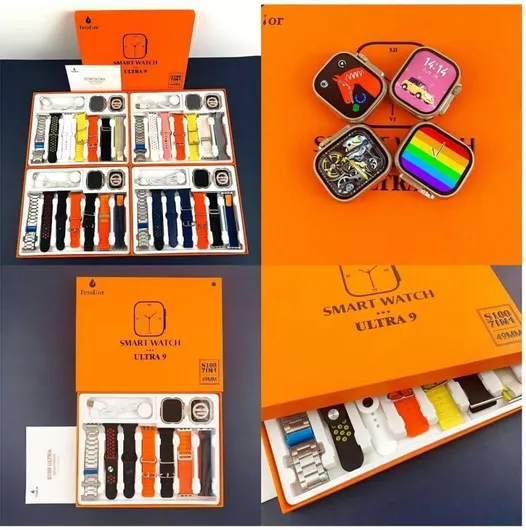 Set Smartwatch Fendior S100 Ultra 2.02'' with 7 Straps Silicone / Stainless Steel & Case Multicolor