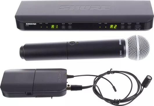 Επαγγελματικό Μικρόφωνο Shure BLX1288 / W85 Combo Q25 Ασύρματο Δυναμικό / Πυκνωτικό Πέτου / Χειρός Φωνής Μαύρο