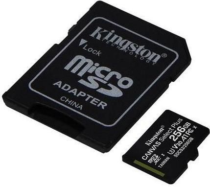 Κάρτα Μνήμης Kingston Canvas Select Plus microSDXC 256GB Class 10 U3 V30 A1 UHS-I με Αντάπτορα