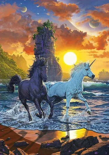Puzzle Unicorns On Beach Vincent Hie 2D 1000 Κομμάτια