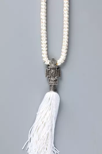 Κομποσκοίνι Προσευχής Χειροποίητο Επάργυρο 100 Κόμπων Λευκό