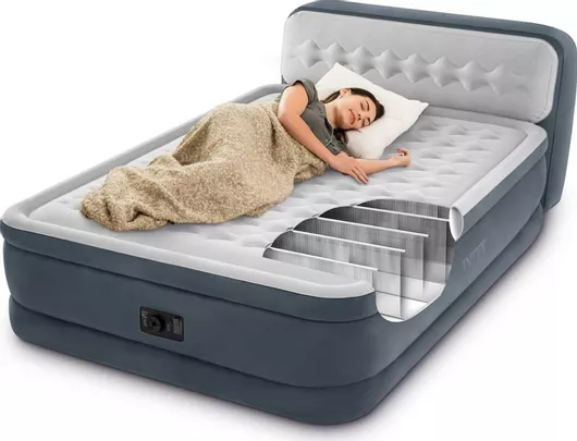 Φουσκωτό Στρώμα Ύπνου Intex 64448 236x152x46cm με Ενσωματωμένη Ηλεκτρική Τρόμπα & Υπερυψωμένο Προσκέφαλο Διπλό