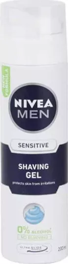 Gel Ξυρίσματος Nivea Sensitive 0% Alcohol για Ευαίσθητες Επιδερμίδες 200ml