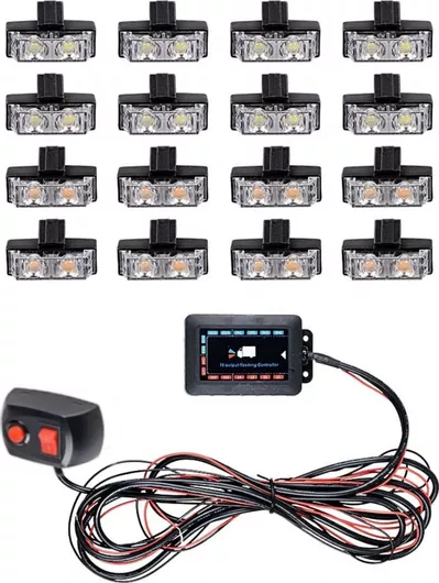 Φώτα Όγκου Φορτηγού LED 12 / 24V Σετ 16τμχ με Τηλεχειριστήριο Πορτοκαλί