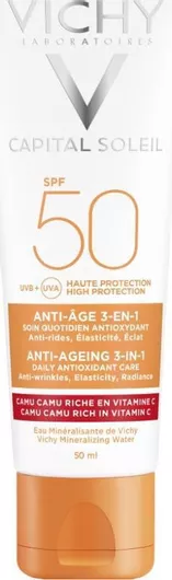 Αντηλιακή Κρέμα Προσώπου Vichy Capital Soleil Anti-Age 3 in 1 Αδιάβροχη SPF50 50ml