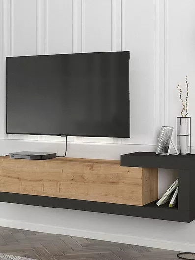 Έπιπλο Τηλεόρασης Megapap GP042-0187,1 Μοριοσανίδα / Μέταλλο 150x29.6x38.6cm Γκρι / Καφέ