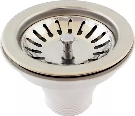 Βαλβίδα Νεροχύτη Inox με Έξοδο 90χιλ. & Μέγεθος 7.8x7.8cm Ασημί