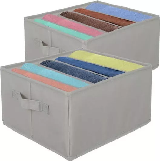 Κουτί Ρούχων Υφασμάτινο 17x27x33cm Σετ 2τμχ Γκρι