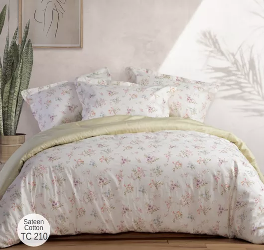 Σετ Σεντόνια Nef-Nef Υπέρδιπλα Βαμβακοσατέν Premium Vana 4τμχ Ecru / Grey 240x270cm