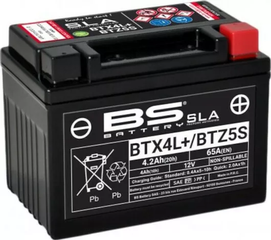 Μπαταρία Μοτοσυκλέτας Bs-Battery Bs-Btx4L+ / Btz5S για Yamaha Crypton-X 135 / Modenas X-Cite 130 / Honda Wave 110 12V 4.2Ah με Υγρά