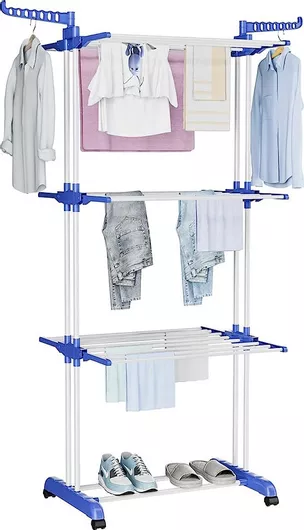 Ρούχων Πτυσσόμενη Απλώστρα Δαπέδου από Ανοξείδωτο Ατσάλι 172x126cm