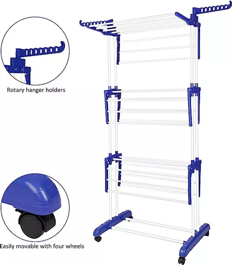 Ρούχων Πτυσσόμενη Απλώστρα Δαπέδου από Ανοξείδωτο Ατσάλι 172x126cm