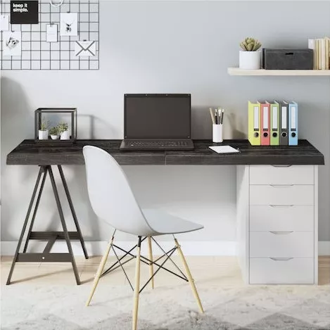 Επιφάνεια Γραφείου vidaXL Ορθογώνια από Μασίφ Ξύλο 160x60x6cm Σκούρο Γκρι