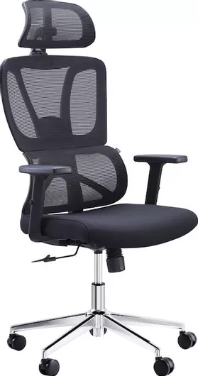 Καρέκλα Διευθυντική Pakoworld με Ανάκλιση και Ρυθμιζόμενα Μπράτσα Aish Μαύρο