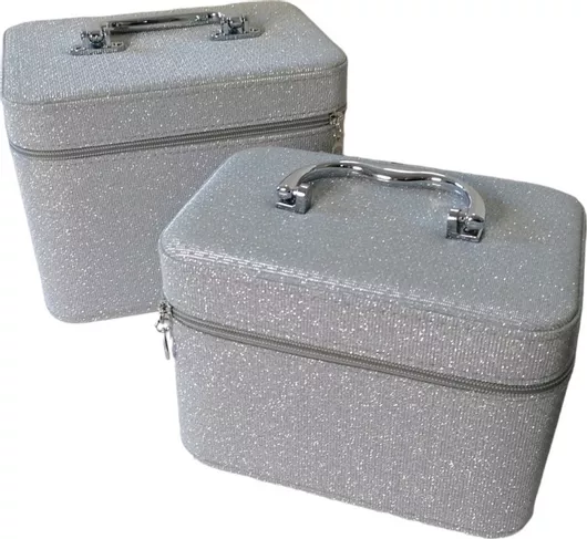 Βαλιτσάκι Αισθητικής Ro-Ro Accessories Σετ 2τμχ Ασημί