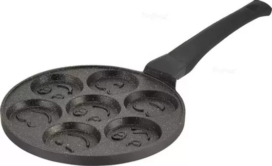 Τηγάνι Pancake Cheffinger Smiley Αντικολλητικό 26cm 7 Θέσεων Inox